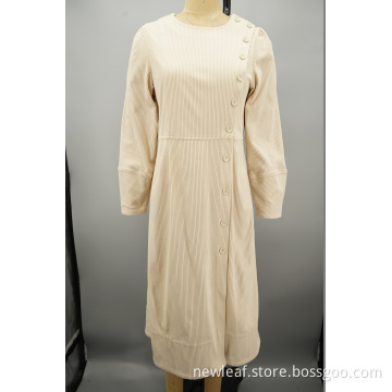 Diagonal buckle design Corduroy 6W shirt dress